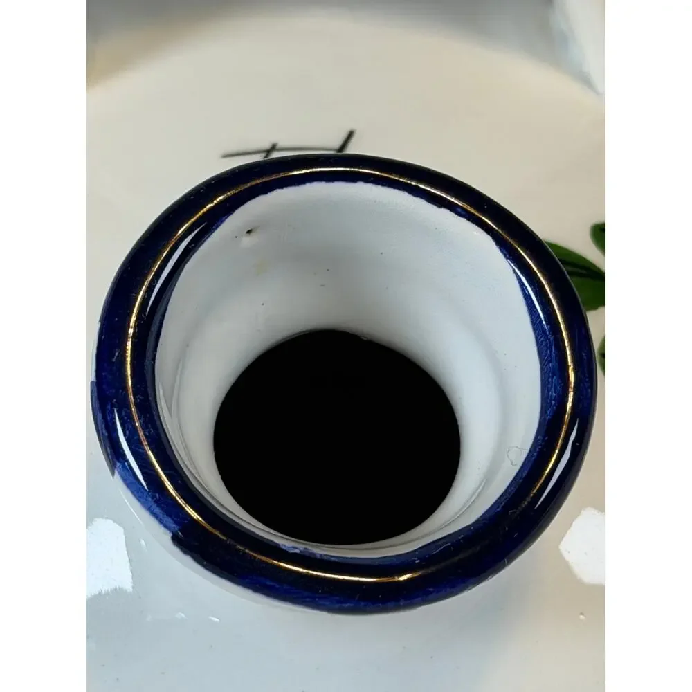 Vtg Spanish Botijo Hand Painted Ceramic Water Jug Floral Folk Art Double Spout